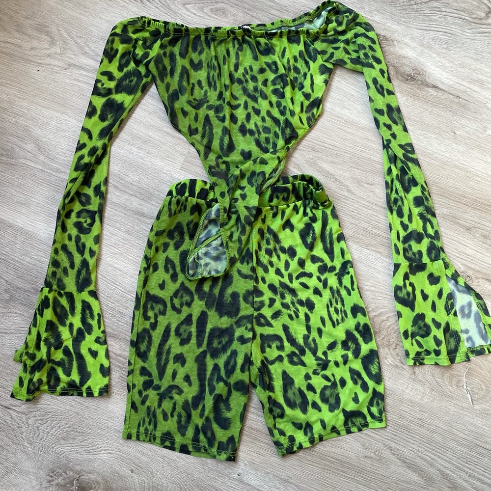 Fashion Nova Leopard Mesh Set